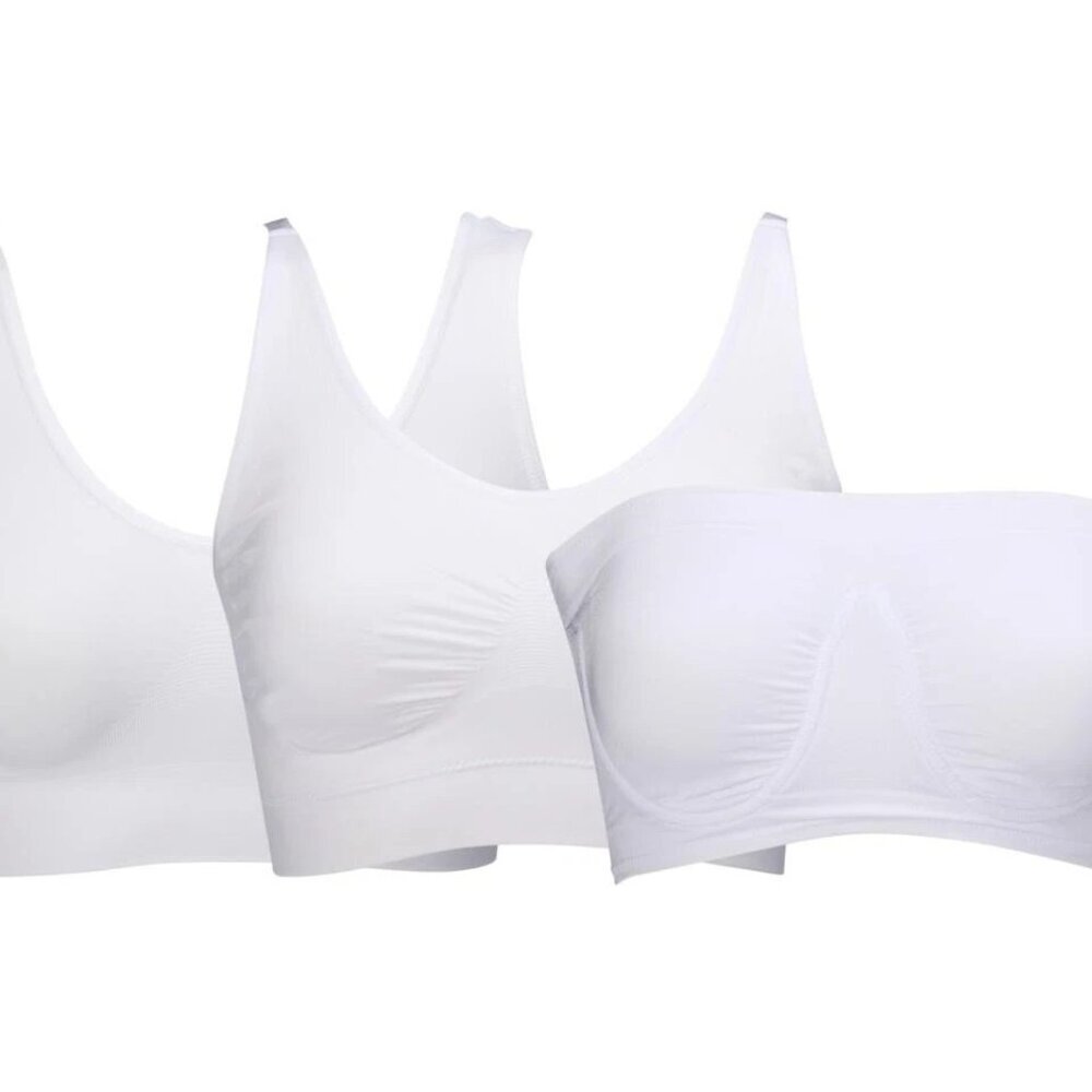 Seamless White Wireless Comfort Bras - Pack of 3